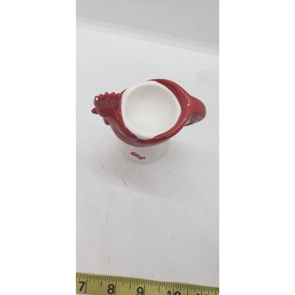 Kellogg's Cereal Premium Chicken Rooster Egg Cup White Milk Glass & Red Rare - Picture 3 of 11